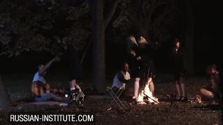 Blonde Gina Gerson 3 way at the campfire