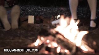 Blonde Gina Gerson 3 way at the campfire