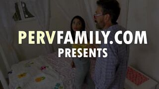 Stepdad wakes up to plowed a hispanic step-daughter