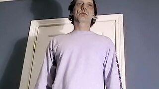 Horny old man takes his clothes off and pulls out his cock
