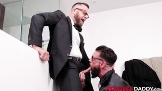 Handsome secretary grabbed and mouthfucks their CEO