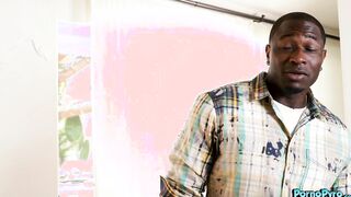 Crazy White Blonde Kali Roses Fucks Big Black Dude