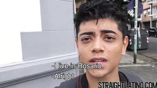 Straight Latino paid to ride big cock bareback and eat jizz