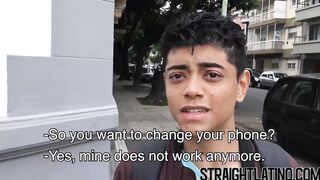 Straight Latino paid to ride big cock bareback and eat jizz