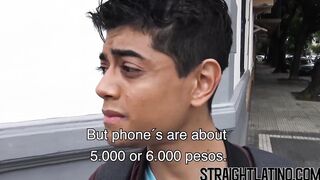 Straight Latino paid to ride big cock bareback and eat jizz