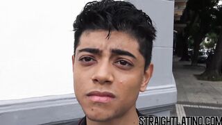 Straight Latino paid to ride big cock bareback and eat jizz