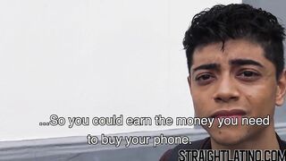 Straight Latino paid to ride big cock bareback and eat jizz
