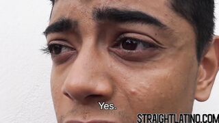Straight Latino paid to ride big cock bareback and eat jizz