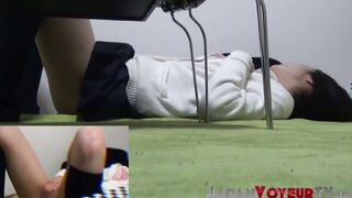 Cute Japanese sensually rubs herself while secretly filmed
