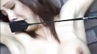 Relentless whipping Peggy's pussy and tits