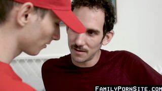 Twink partakes in every last trace of stepdaddys large crude cock