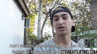 Latino twink fucked bareback doggystyle gets jizz in mouth