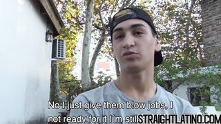 Latino twink fucked bareback doggystyle gets jizz in mouth