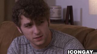 Bearded hunk dad shoving his big dick into twink ass