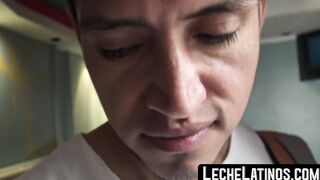 Latino straight dude sucks dick and gets naked for cash