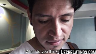 Latino straight dude sucks dick and gets naked for cash