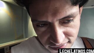 Latino straight dude sucks dick and gets naked for cash