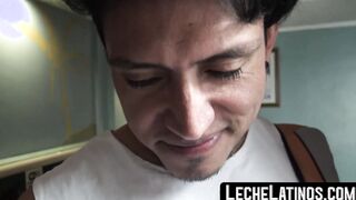 Latino straight dude sucks dick and gets naked for cash