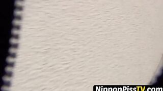 Entrancing Japanese young lady peeing rapidly outside during day