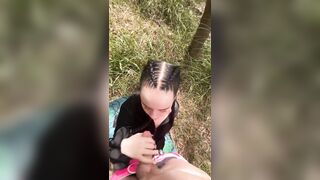 Horny Teen Blowjob and Doggy in The Woods