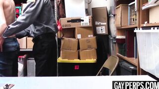 Twink security officer raw fucks inked suspects tight ass