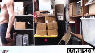 Twink security officer raw fucks inked suspects tight ass
