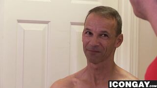 Two jocks and a daddy in a wild fucking threesome