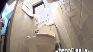 Gorgeous Japanese babes filmed pissing with secret cam