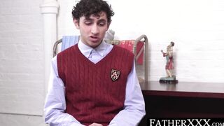 Hairy cleric prods youthful catholic and screws his butt crude