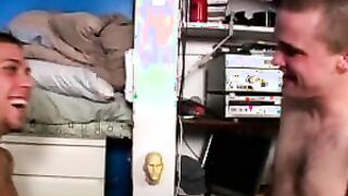 Young babe gets fucked by two handsome amateur dudes