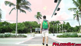 Studs spots gay couple enjoying blowjobs and joins them