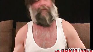Hairiest mature stud cums hard after solo masturbation