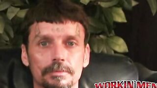 Mature stud strips before stroking his dick and cumming hard