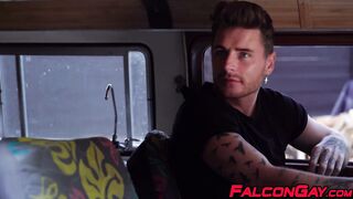 Muscular stud barebacked after having his big cock sucked
