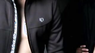 Horny babe got her hands on two dicks and gave them blowjobs