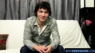 Talked with dick chugger plays with his huge dick and cums