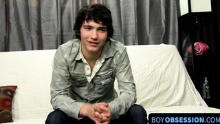 Talked with dick chugger plays with his huge dick and cums