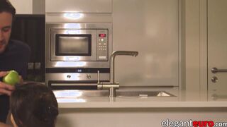 Naughty eurobabe in lingerie doggystyle fucked by inked stud