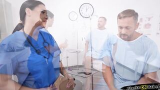 Big tits ebony doctor making patient cum