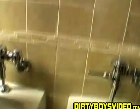 Young twink pissing before restroom masturbation