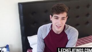 Adorable Latino teen swallows money after riding a big cock for money