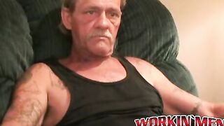 Amateur stud strokes his stiff dick and shoots a load of cum