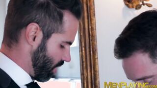 Elegant men bang each other in a very nice hotel