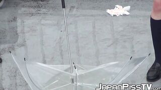 Rain does not stop Japanese chicks from peeing in public