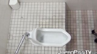 Spy cam films gorgeous Japanese chicks peeing in the toilet