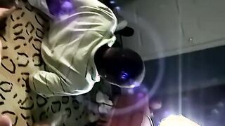 Nasty white guy receives blowjob from his fugly black friend