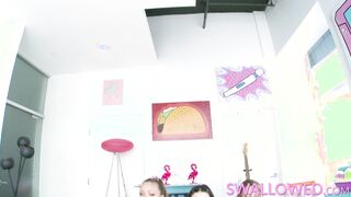 SWALLOWED Blowbang with Ashley, Charlotte and Kamryn