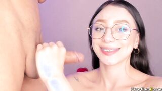 Nerdy Teen Gets Her Mouth Stuffed with Hard Dick