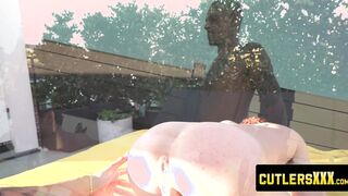 Romeo whips out his dick allowing butt boy Sage Anson to start working his massive sh
