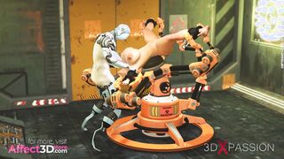 Futa robot anal fucking a tied brunette babe in a 3D animation porn